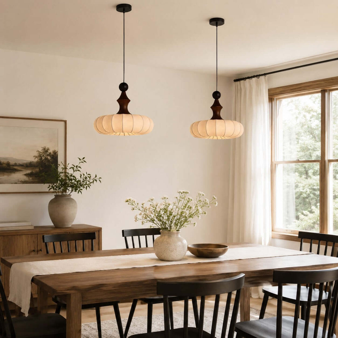 Senna Pendant Light - Japanese Bedside Silk Lantern Shade Light | Vinlighting