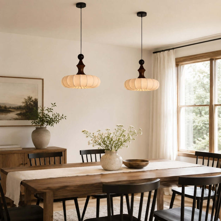 Senna Pendant Light - Japanese Bedside Silk Lantern Shade Light | Vinlighting