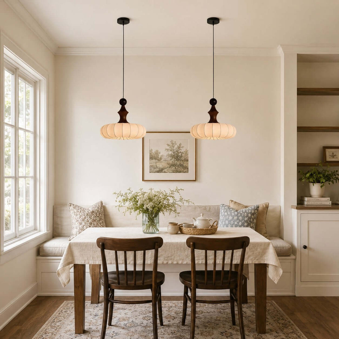 Senna Pendant Light - Japanese Bedside Silk Lantern Shade Light | Vinlighting