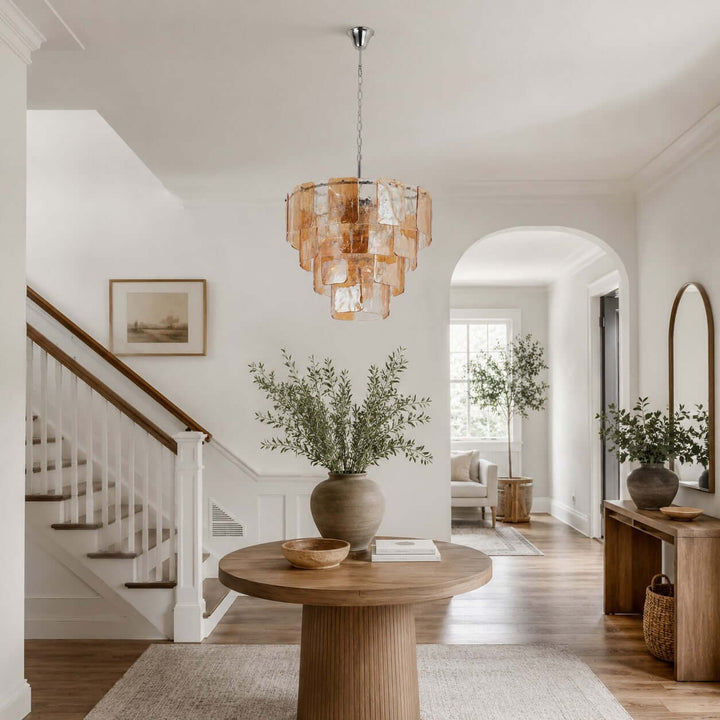 French Vintage Amber Glass Chandelier for Living Room Home Decor