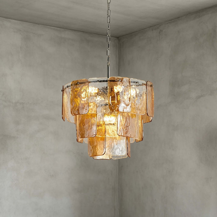 French Vintage Amber Glass Chandelier for Living Room Home Decor