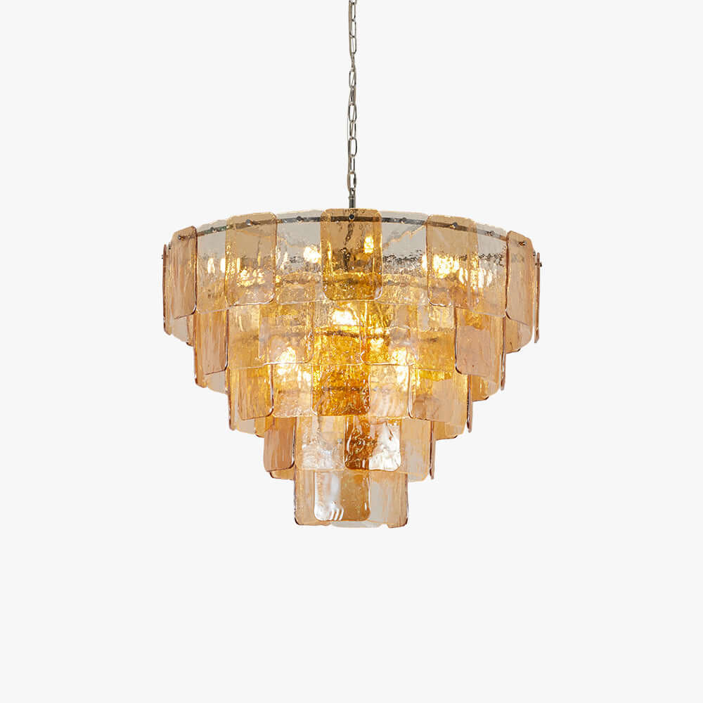 French Vintage Amber Glass Chandelier for Living Room Home Decor