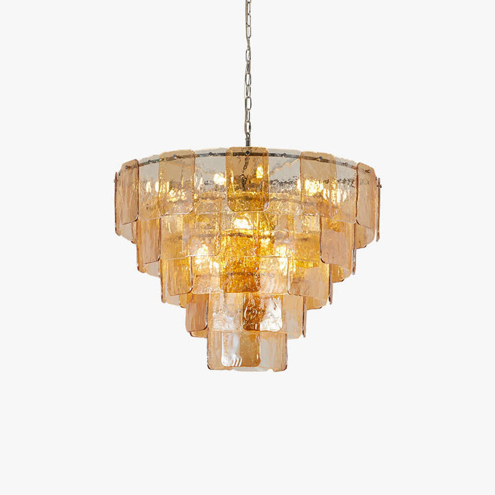 French Vintage Amber Glass Chandelier for Living Room Home Decor