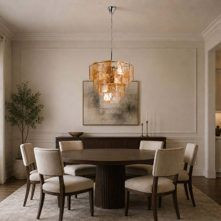 French Vintage Amber Glass Chandelier for Living Room Home Decor