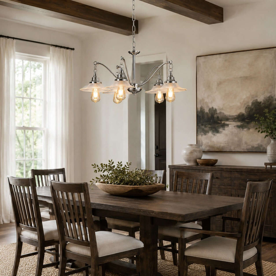 Serelle Ribbed Glass Chandelier for French Style Interiors | Vinlighting