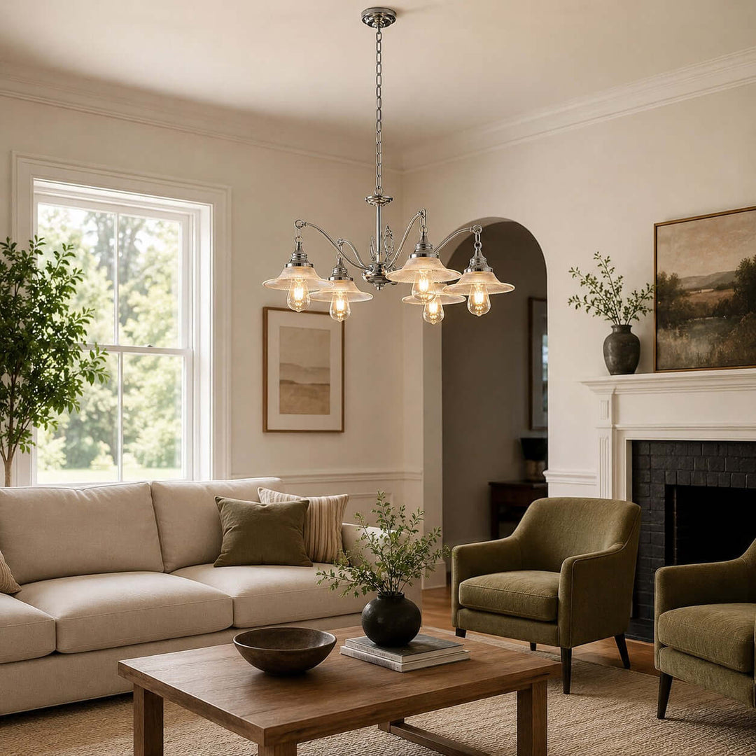 Serelle Ribbed Glass Chandelier for French Style Interiors | Vinlighting