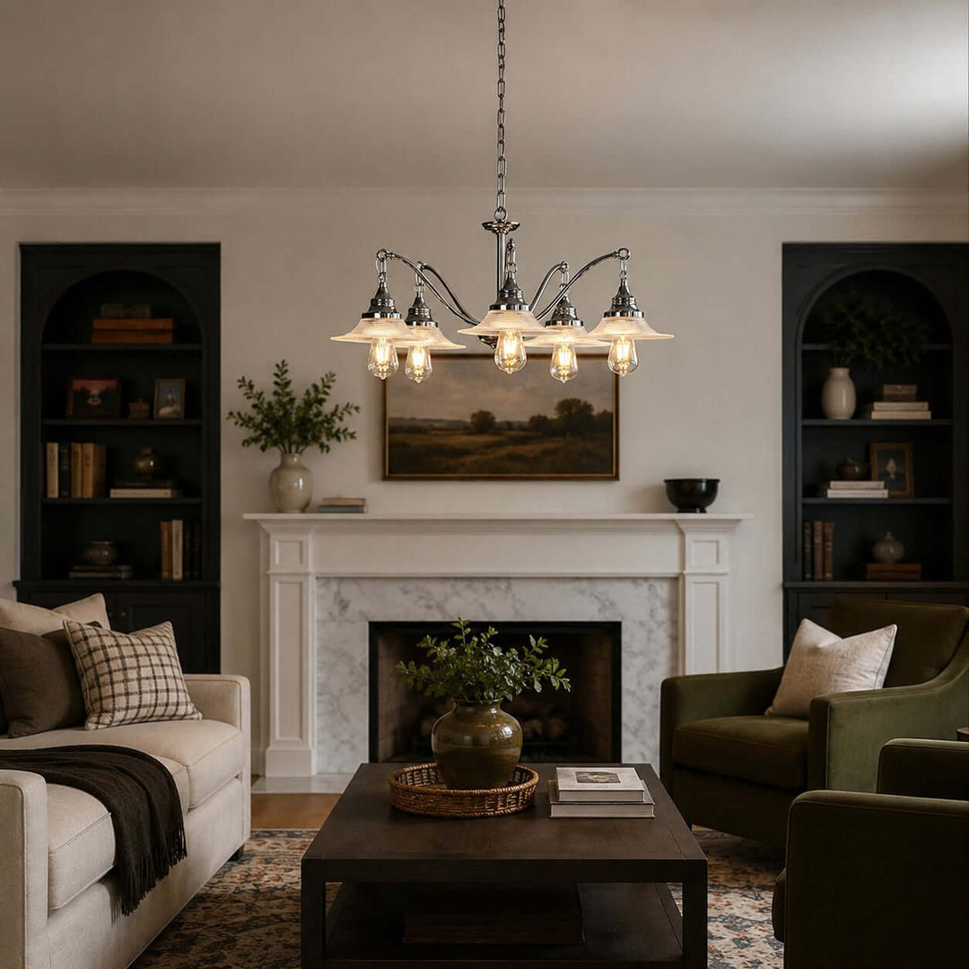 Serelle Ribbed Glass Chandelier for French Style Interiors | Vinlighting