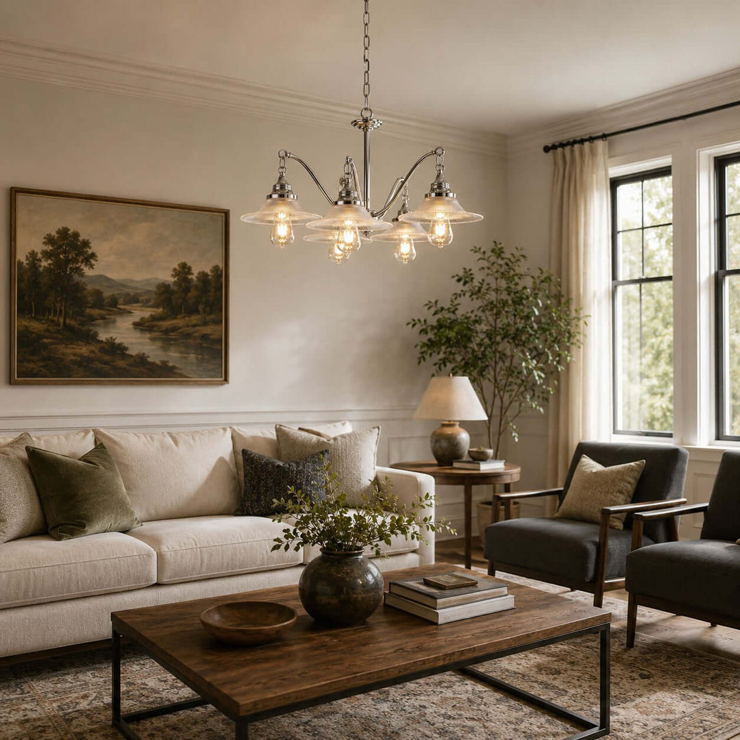 Serelle Ribbed Glass Chandelier for French Style Interiors | Vinlighting
