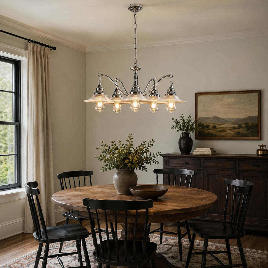 Serelle Ribbed Glass Chandelier for French Style Interiors | Vinlighting