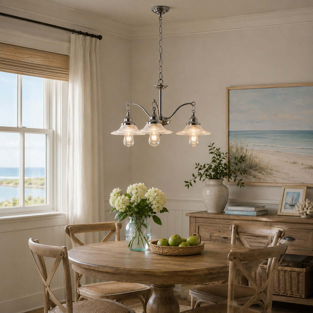 Serelle Ribbed Glass Chandelier for French Style Interiors | Vinlighting
