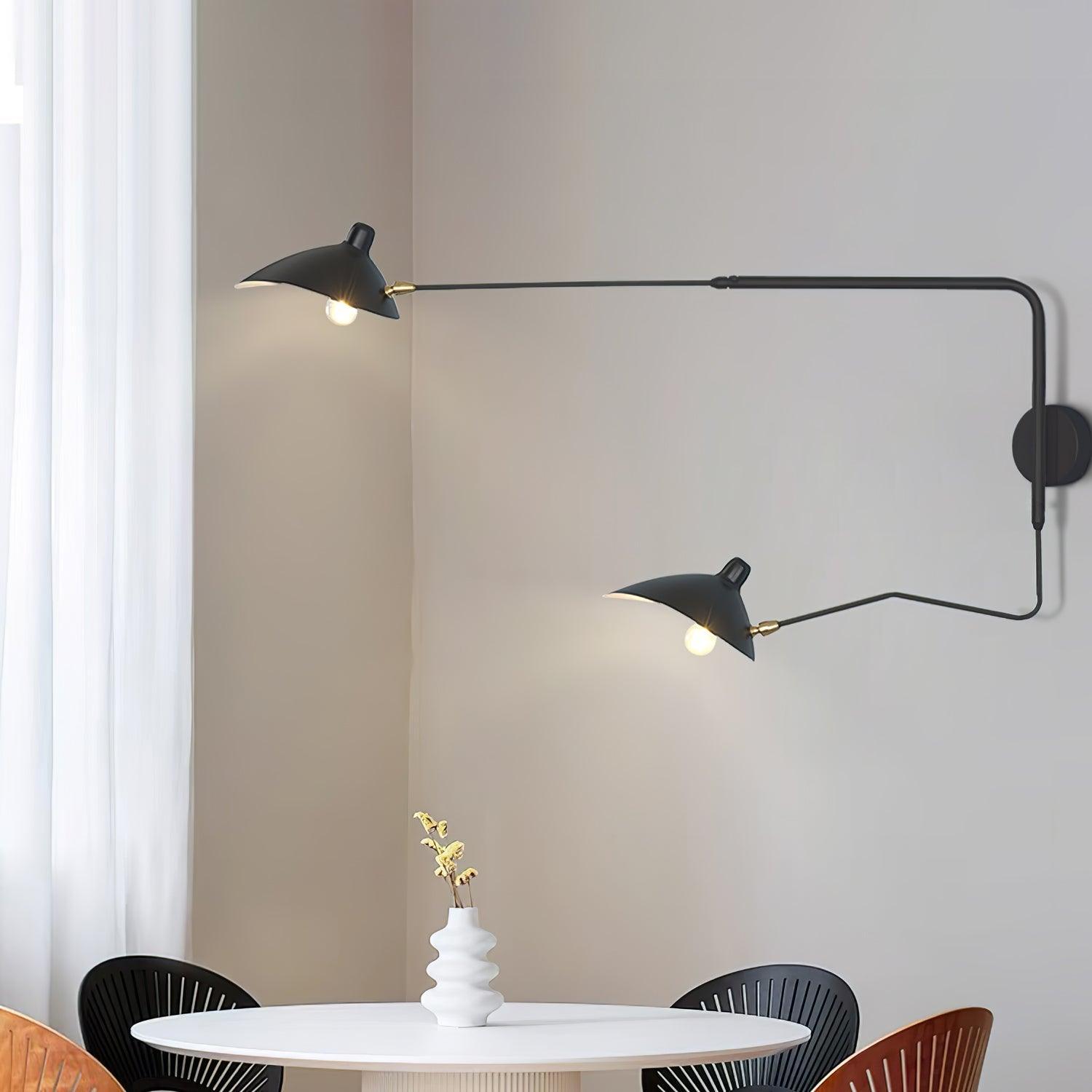 Serge Mouille Black Wall Sconce - Modern Swing Arm – Vinlighting