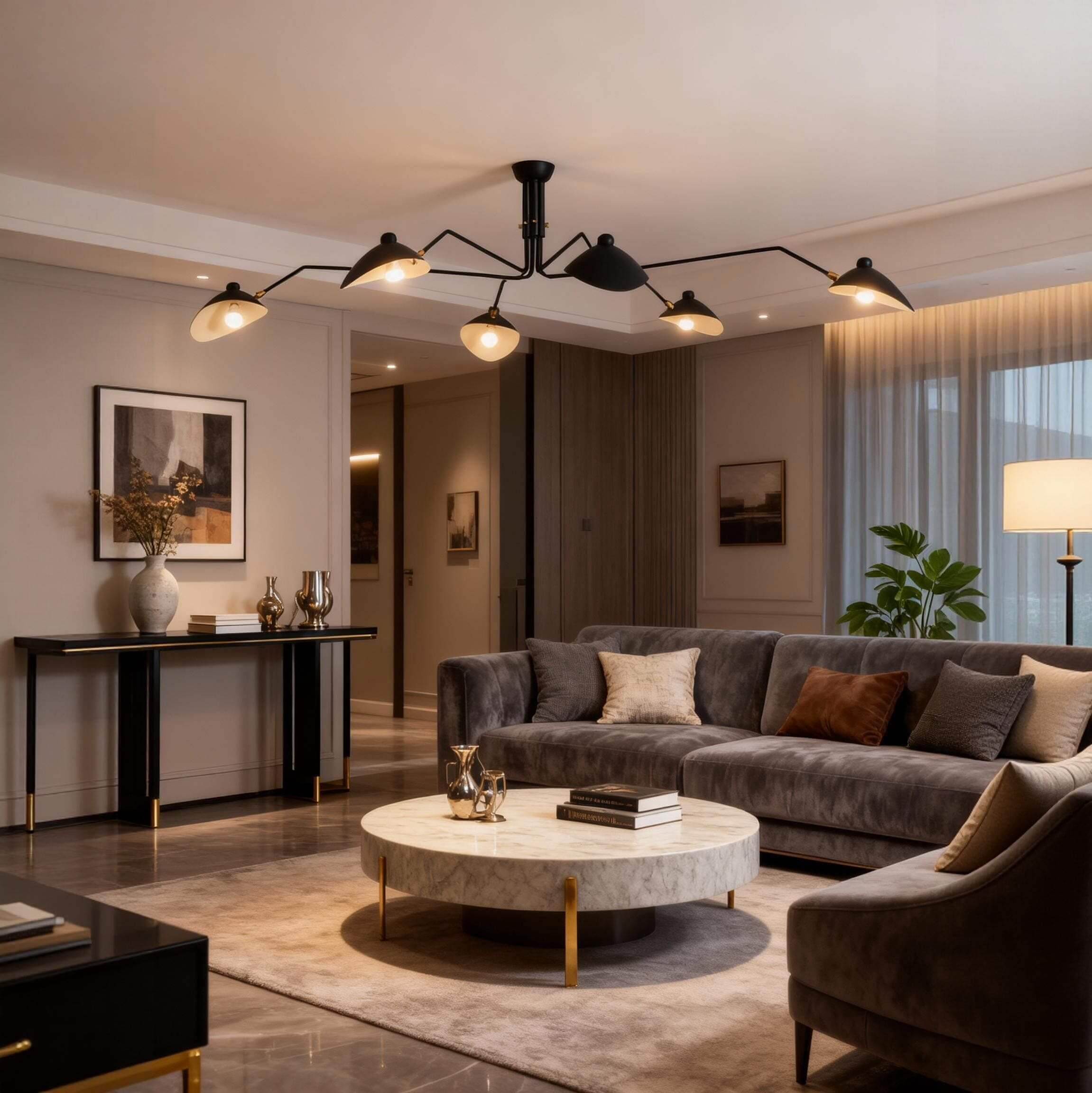 Serge Mouille Ceiling Light – Mid Century Semi-Flush Mount