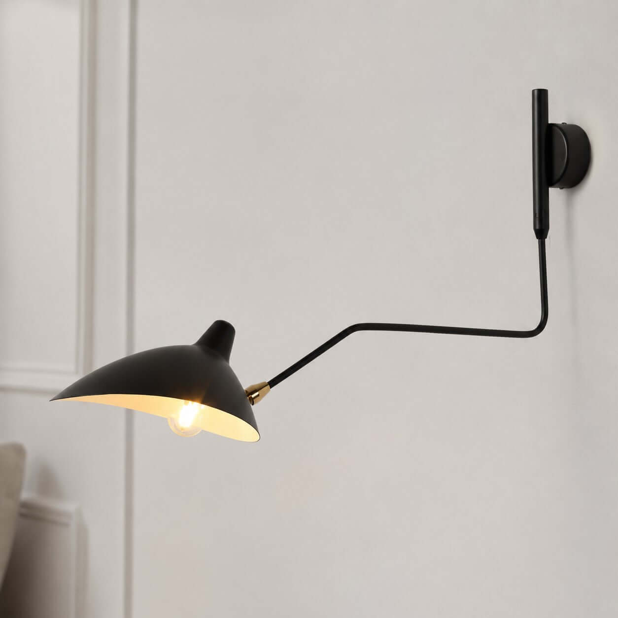 Serge Mouille Black Wall Sconce - Modern Swing Arm – Vinlighting