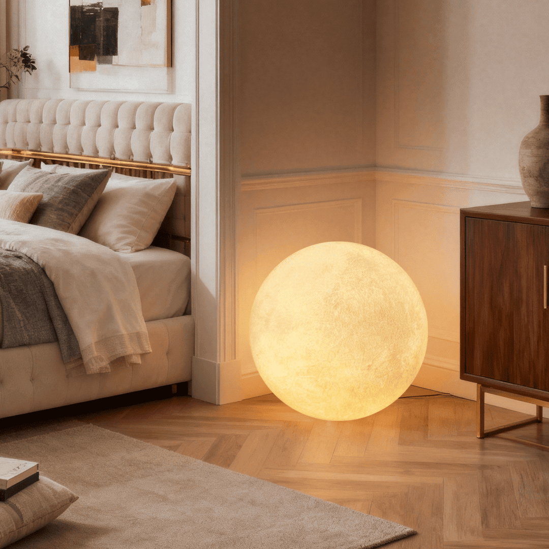 Simulated Moon Floor Lamp – Round Decorative Corner Light