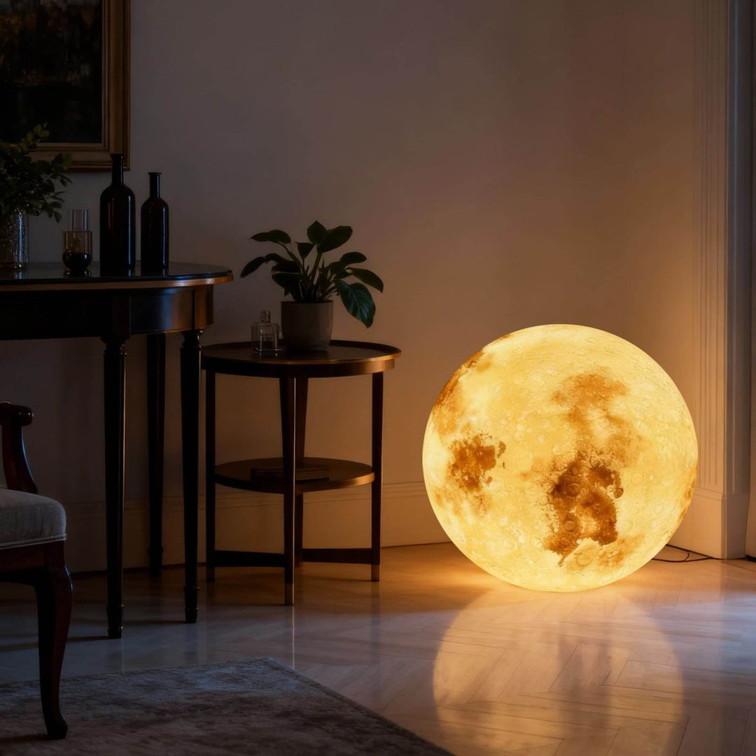 Simulated Moon Floor Lamp – Round Decorative Corner Light