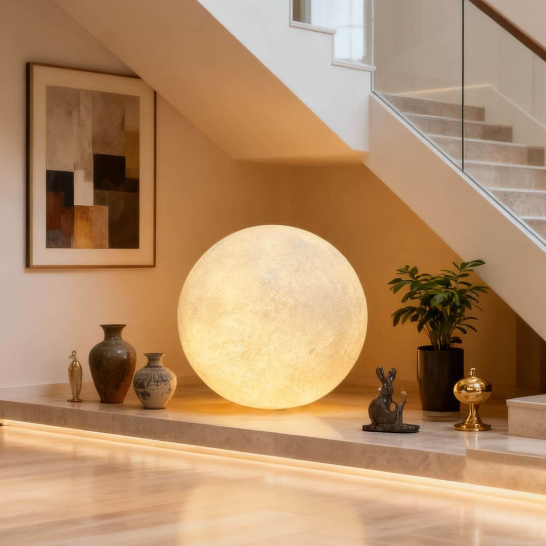 Simulated Moon Floor Lamp – Round Decorative Corner Light