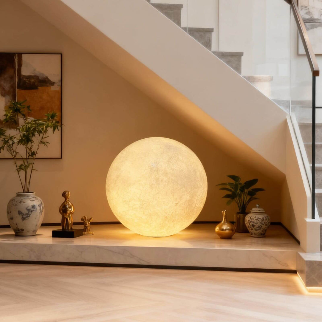 Simulated Moon Floor Lamp – Round Decorative Corner Light