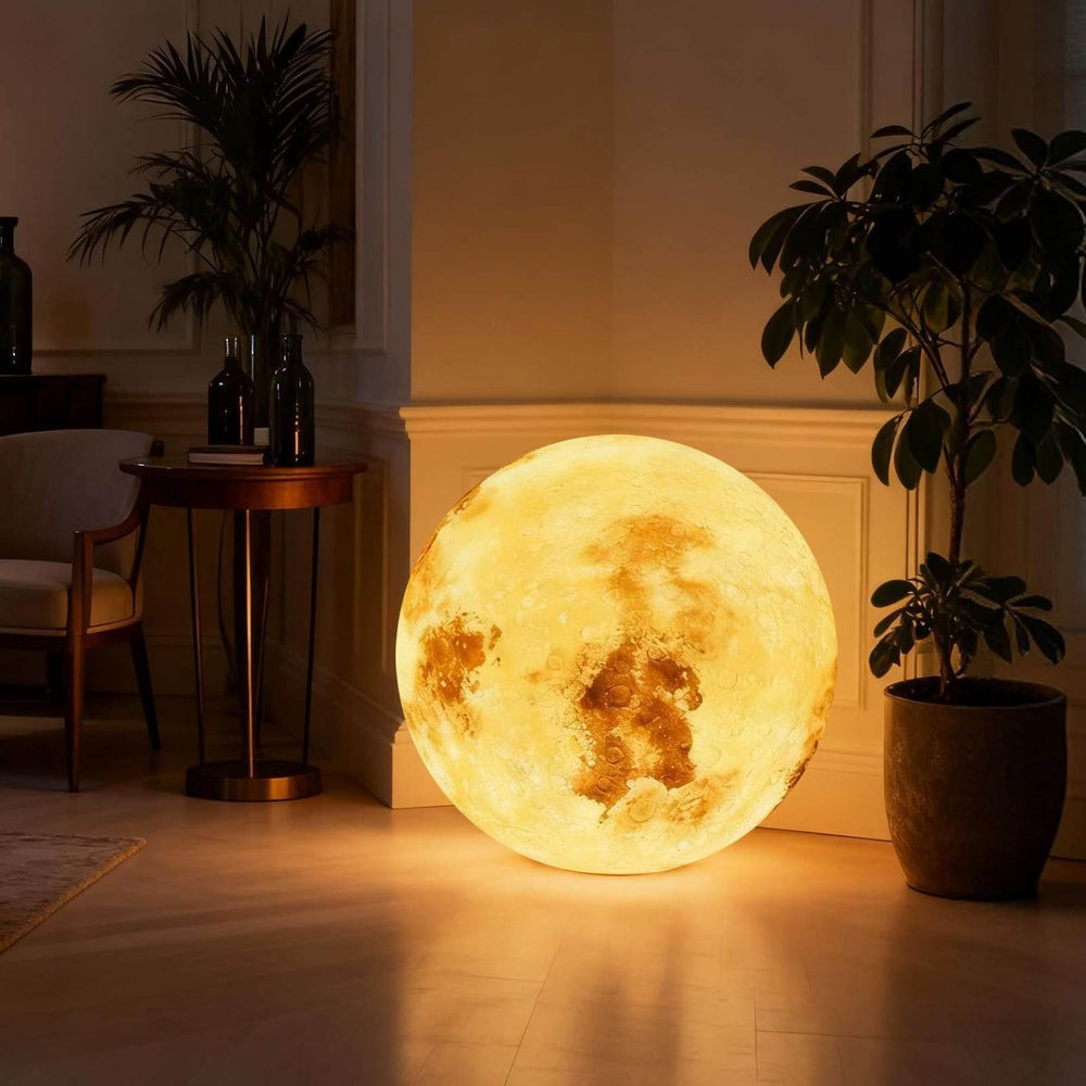 Simulated Moon Floor Lamp – Round Decorative Corner Light