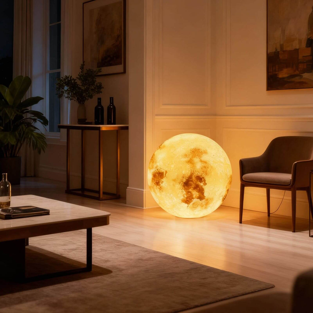 Simulated Moon Floor Lamp – Round Decorative Corner Light
