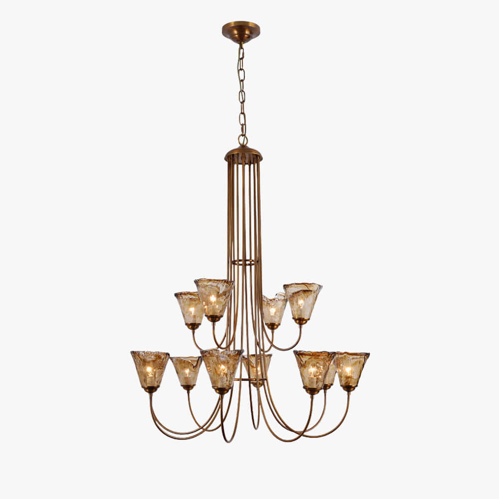 Sivex Chandelier – French Vintage Amber Glass Light