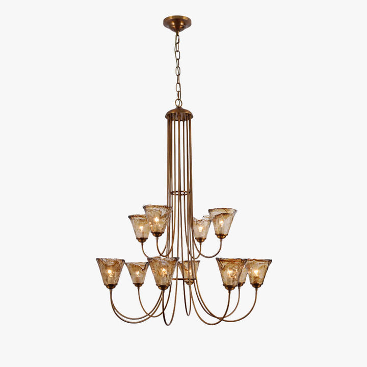 Sivex Chandelier – French Vintage Amber Glass Light