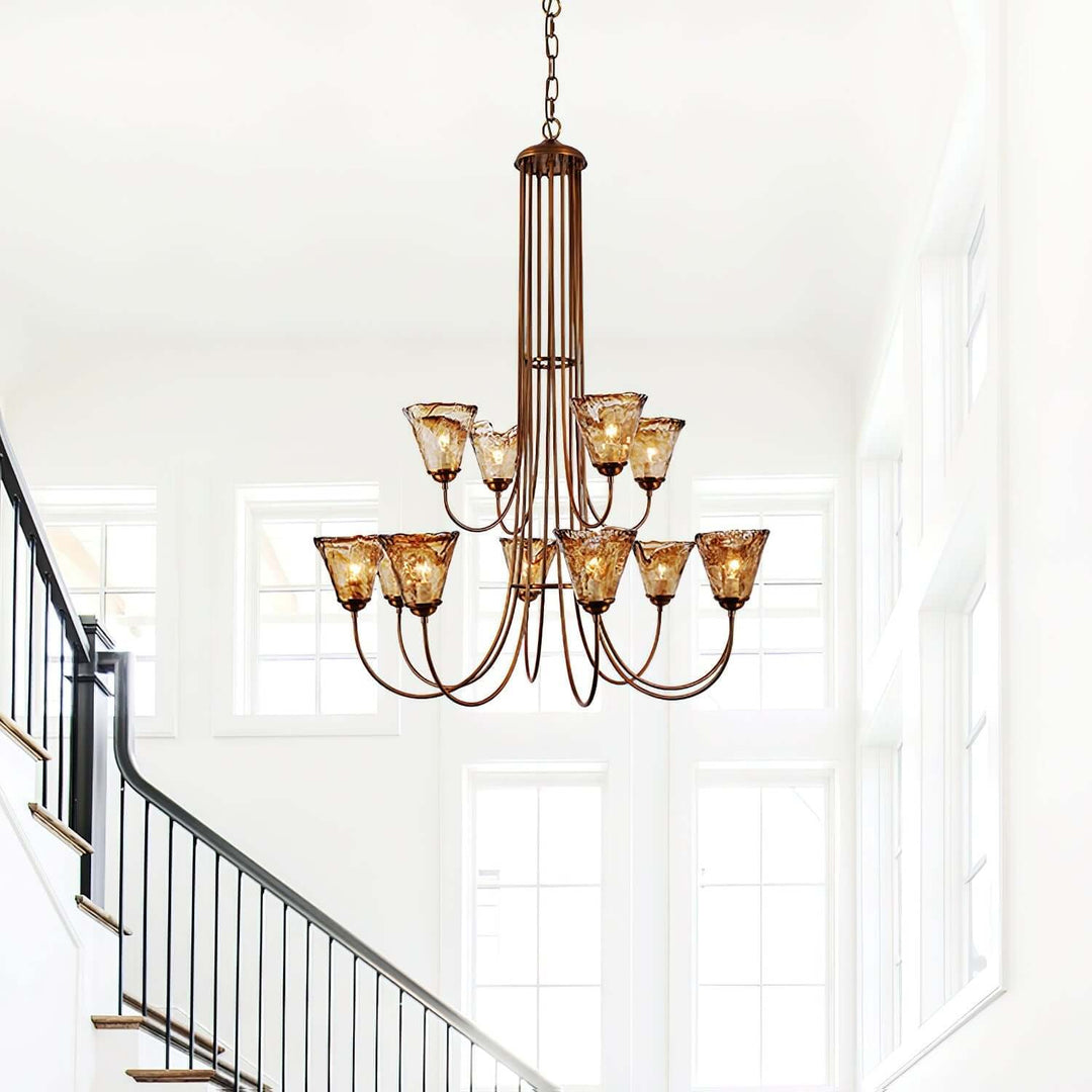 Sivex Chandelier – French Vintage Amber Glass Light