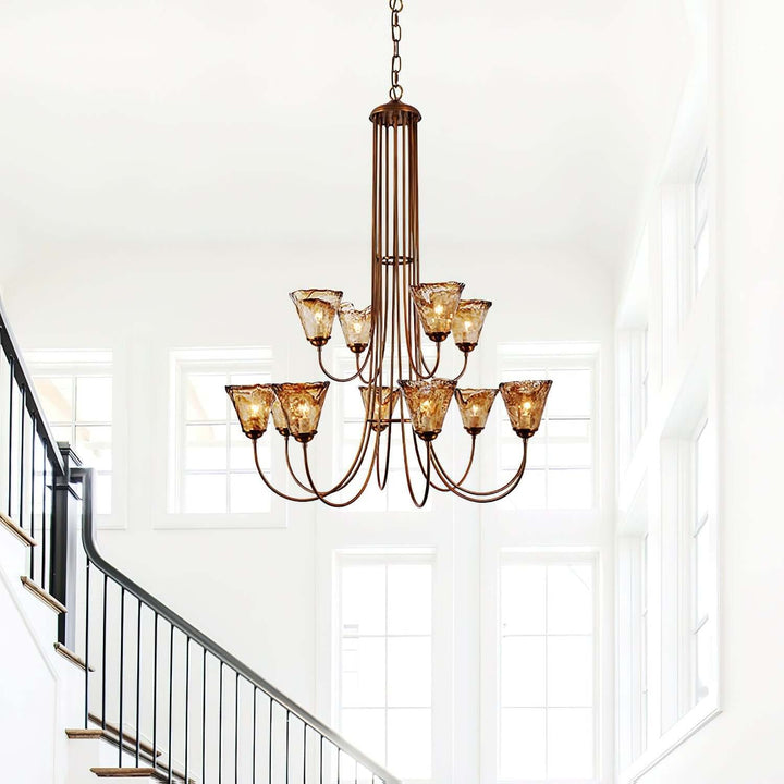 Sivex Chandelier – French Vintage Amber Glass Light