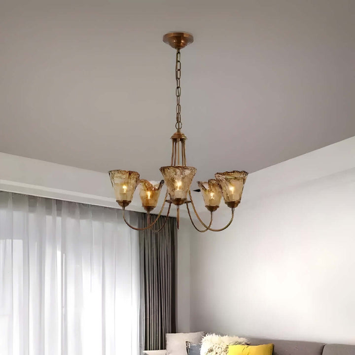 Sivex Chandelier – French Vintage Amber Glass Light