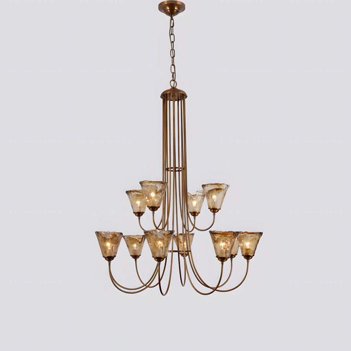 Sivex Chandelier – French Vintage Amber Glass Light