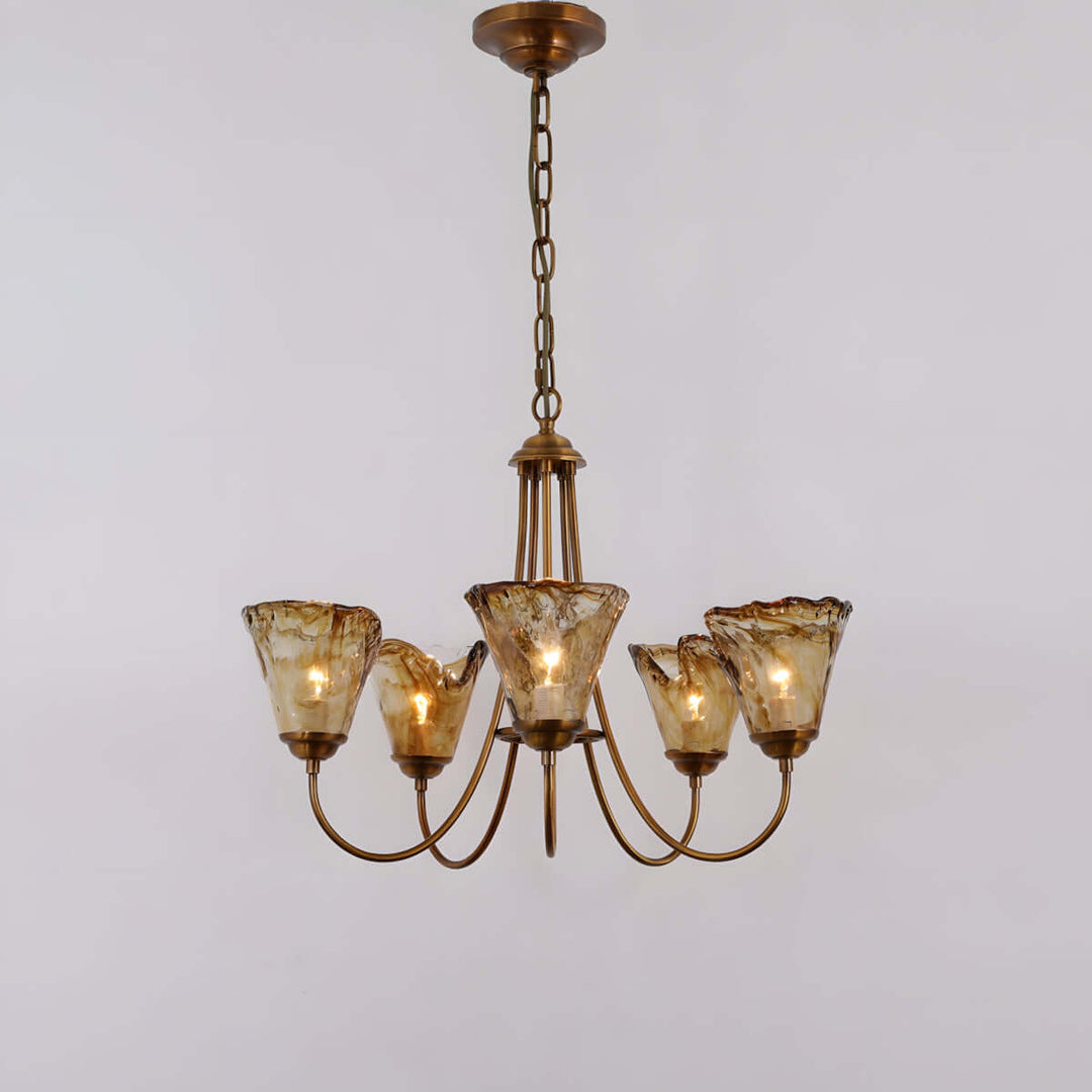 Sivex Chandelier – French Vintage Amber Glass Light