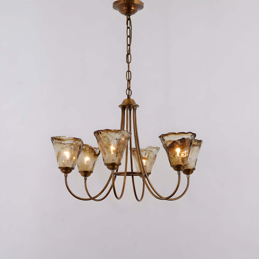 Sivex Chandelier – French Vintage Amber Glass Light