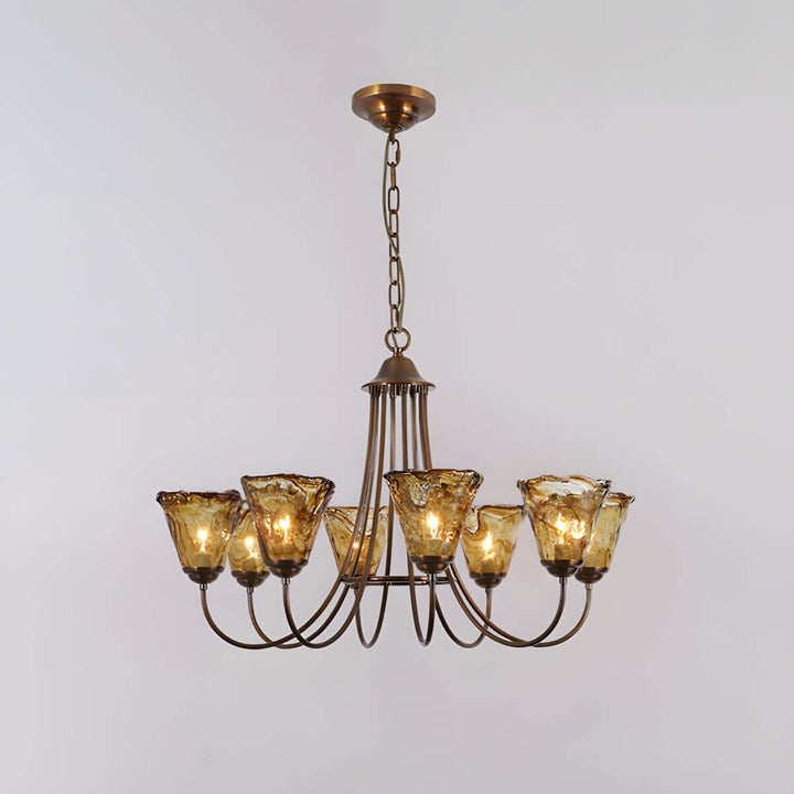 Sivex Chandelier – French Vintage Amber Glass Light