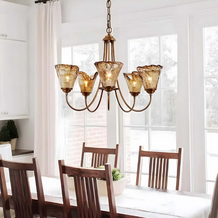 Sivex Chandelier – French Vintage Amber Glass Light