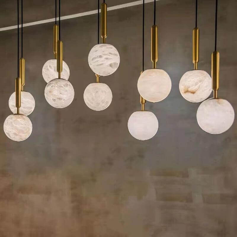 Small Alabaster Globe Pendant Light | Copper & Mid Century Design ...