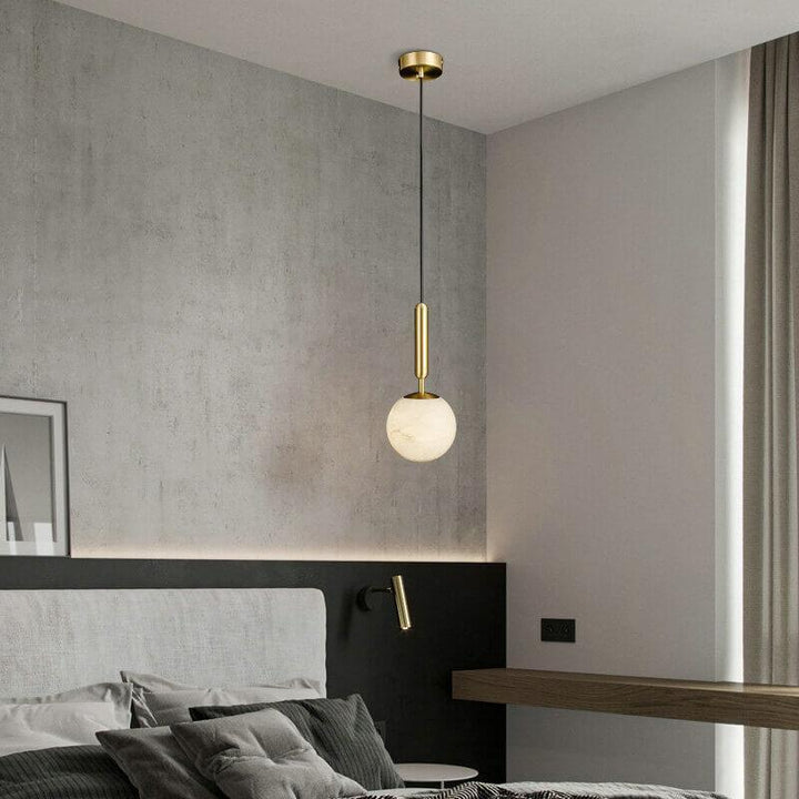 Small Alabaster Globe Pendant Light | Copper & Mid Century Design | Vinlighting | Vinlighting