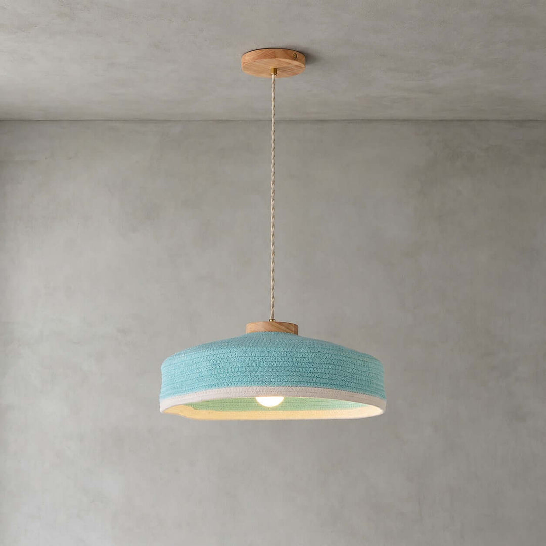 Solaine Wood &amp; Woven Fabric Pendant Light for Bedroom &amp; Kitchen