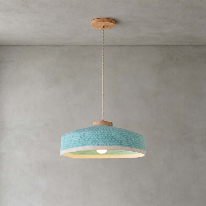 Solaine Wood &amp; Woven Fabric Pendant Light for Bedroom &amp; Kitchen