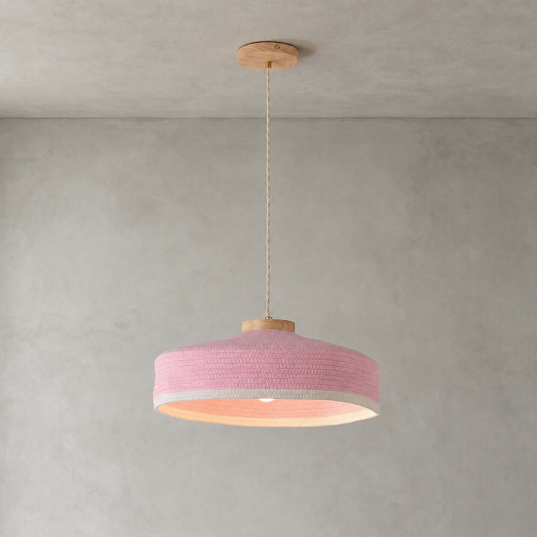 Solaine Wood &amp; Woven Fabric Pendant Light for Bedroom &amp; Kitchen