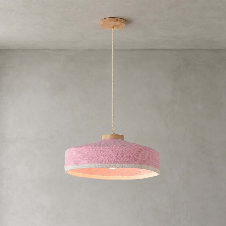 Solaine Wood &amp; Woven Fabric Pendant Light for Bedroom &amp; Kitchen