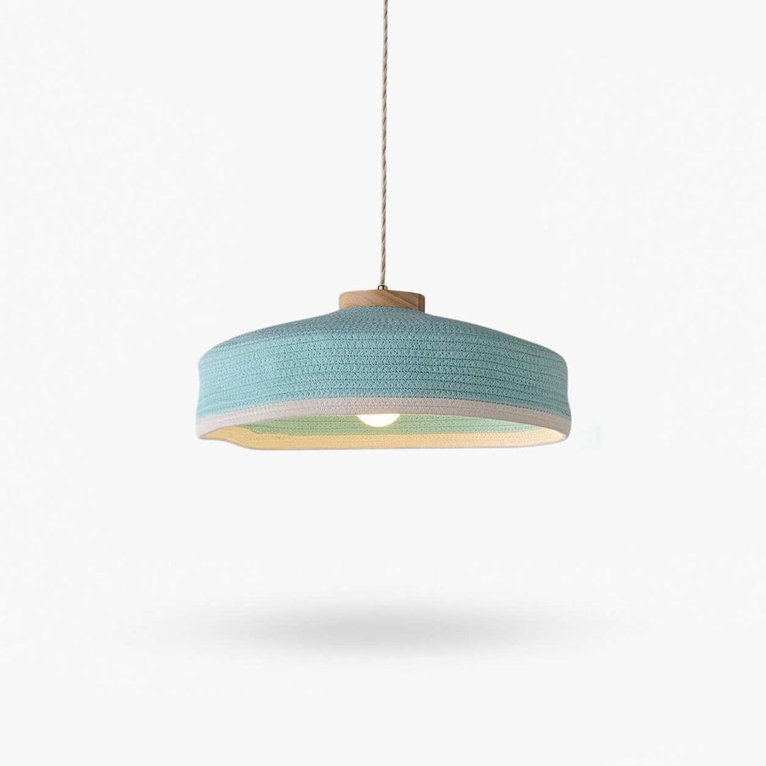 Solaine Wood &amp; Woven Fabric Pendant Light for Bedroom &amp; Kitchen