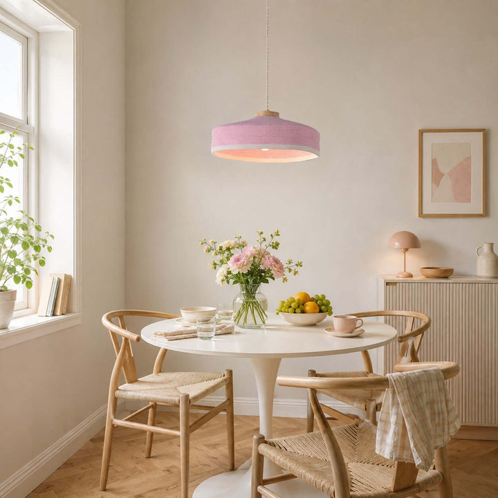 Solaine Wood &amp; Woven Fabric Pendant Light for Bedroom &amp; Kitchen