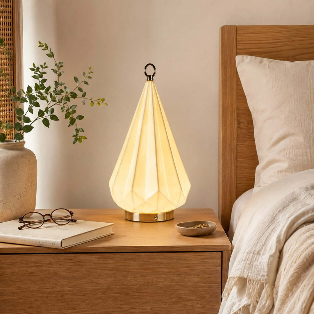 Solene Table Lamp | Bauhaus Ceramic LED Lamp for Bedroom Decor