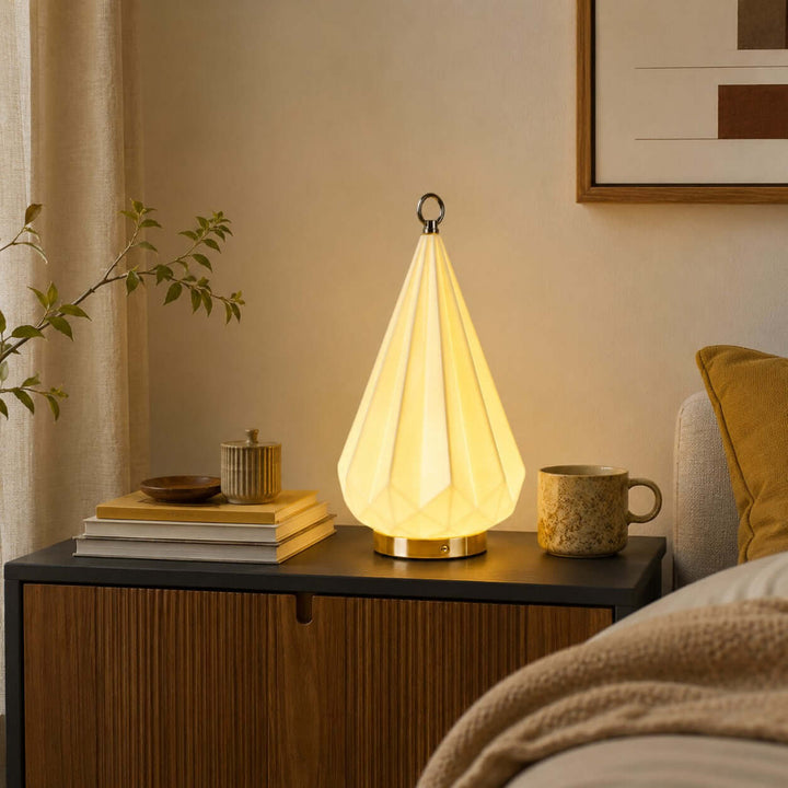 Solene Table Lamp | Bauhaus Ceramic LED Lamp for Bedroom Decor
