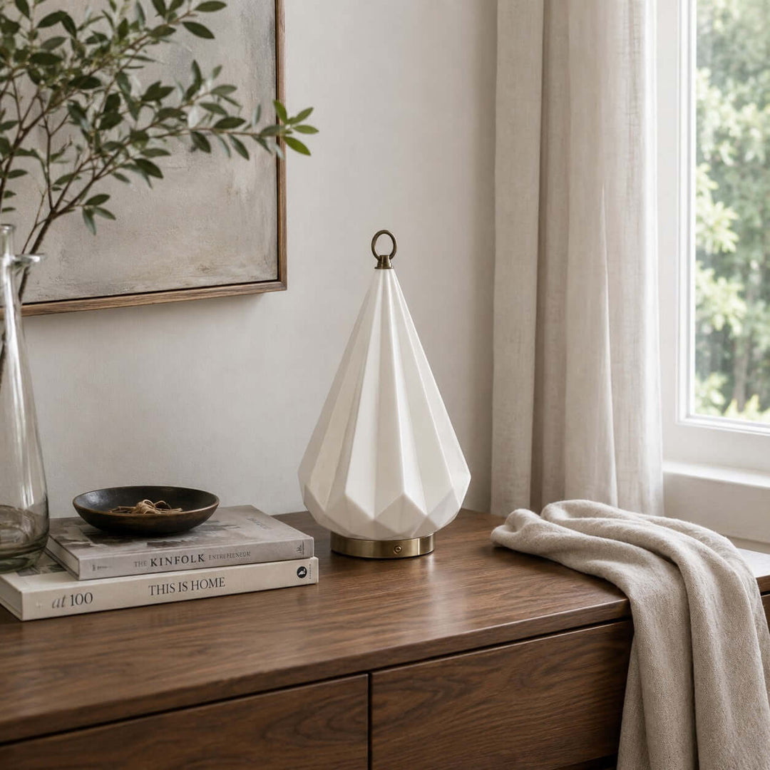 Solene Table Lamp | Bauhaus Ceramic LED Lamp for Bedroom Decor