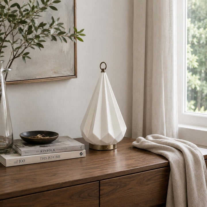 Solene Table Lamp | Bauhaus Ceramic LED Lamp for Bedroom Decor