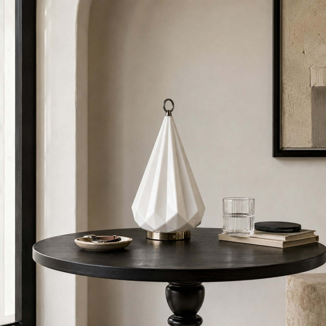 Solene Table Lamp | Bauhaus Ceramic LED Lamp for Bedroom Decor