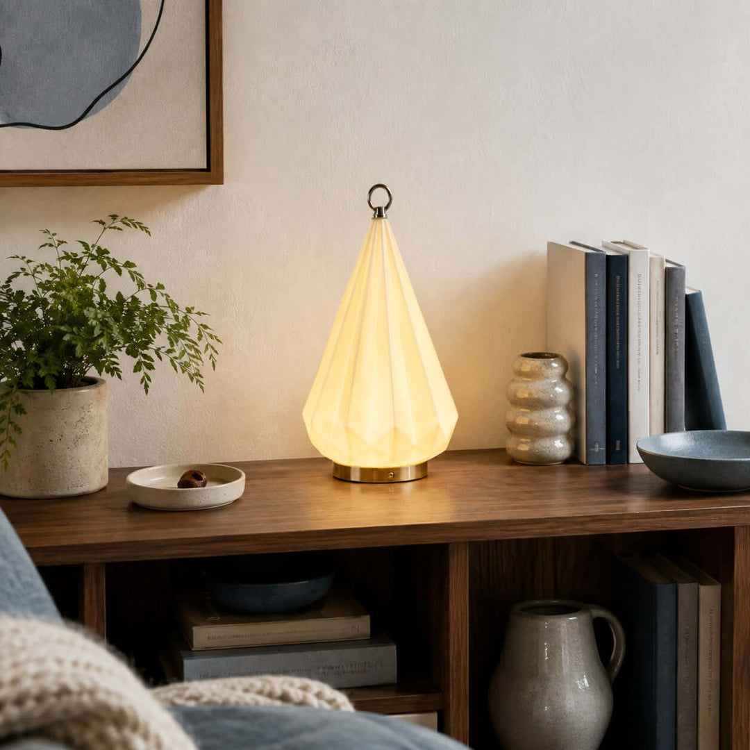 Solene Table Lamp | Bauhaus Ceramic LED Lamp for Bedroom Decor