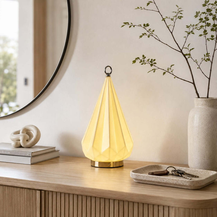 Solene Table Lamp | Bauhaus Ceramic LED Lamp for Bedroom Decor