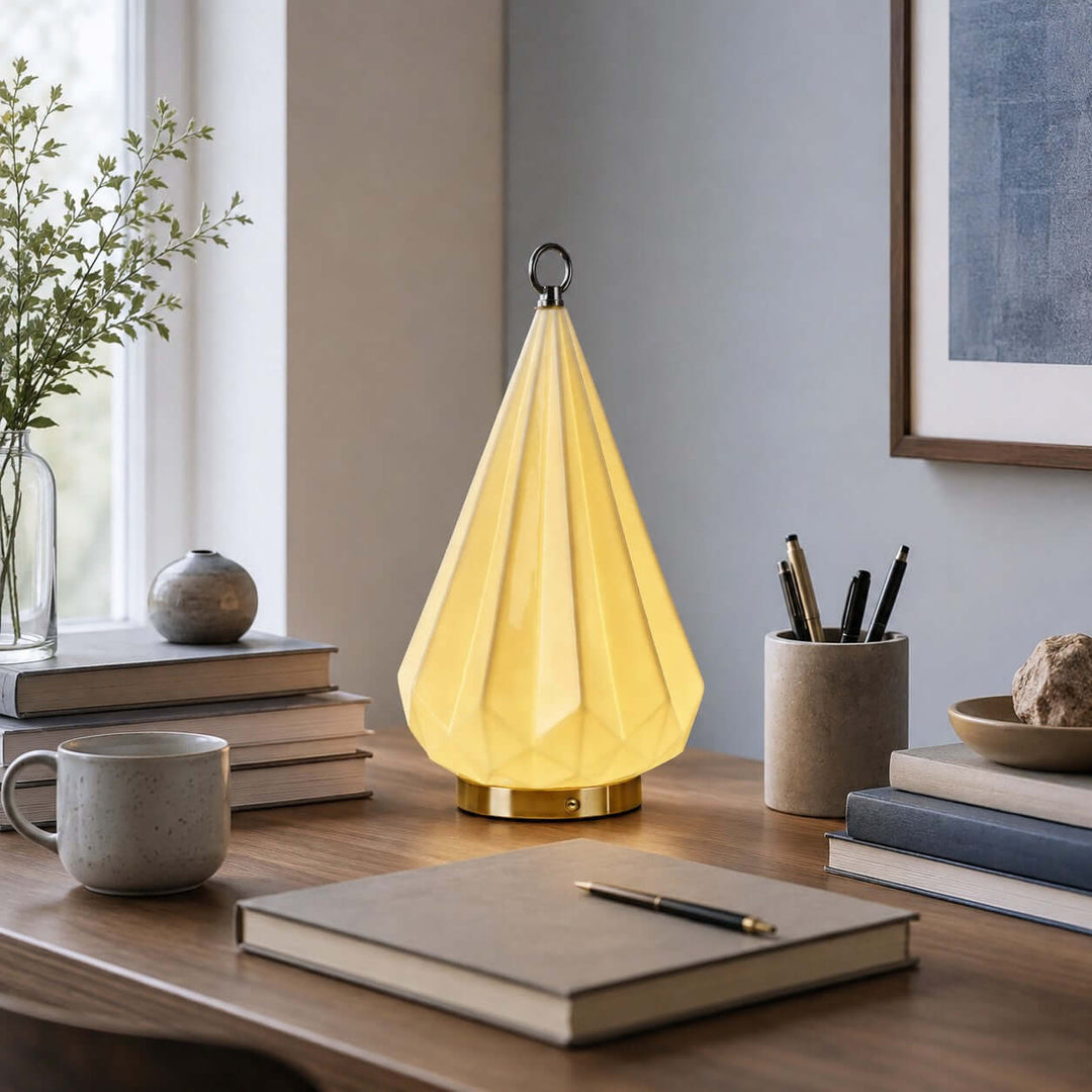 Solene Table Lamp | Bauhaus Ceramic LED Lamp for Bedroom Decor