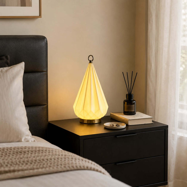 Solene Table Lamp | Bauhaus Ceramic LED Lamp for Bedroom Decor